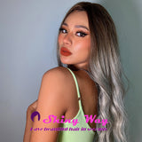 Natural ash grey long wavy wigs by Shiny Way Wigs Melbourne VIC