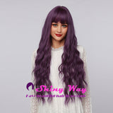 Super natural dark purple long curly wig by Shiny Way Wigs Adelaide SA