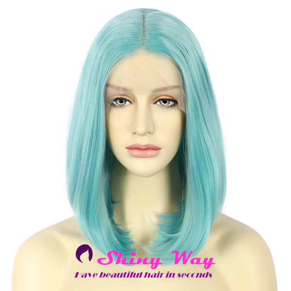 Aqua Blue Short Bob Lace Front Wig - Shiny Way Wigs Adelaide SA