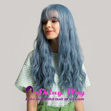 Super natural ash blue long curly fashion wig by Shiny Way Wigs Perth