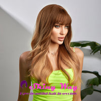 Natural golden colour long wavy wigs by Shiny Way Wigs Gold Coast QLD