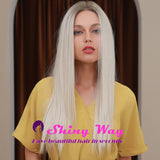 Dark Roots Platinum Blonde Long Lace Front Wig - Shiny Way Wigs Sydney