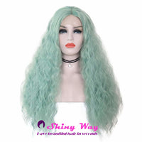 Mint Color Long Curly Lace Front Wig - Shiny Way Wigs Brisbane