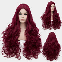 Wine red middle part long curly wig by at Shiny Way Wigs Adelaide SA