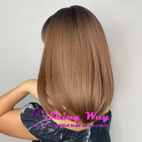 Best selling light brown long bob wig by Shiny Way Wigs Sydney NSW