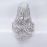 Natural silver long curly with braids costume wig Shiny Way Wigs Perth WA