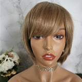 Honey blonde with brown highlights short wig by Shiny Way Wigs Perth