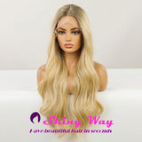 Natural Golden Blonde Long Wavy Lace Front Wig - Shiny Way Wigs Perth