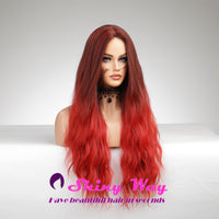 Best selling dark roots red long curly wig by Shiny Way Wigs Sydney