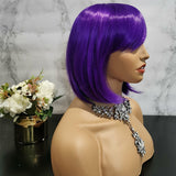 Dark purple side fringe short bob wig by Shiny Way Wigs Melbourne VIC