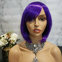 Dark purple side fringe short bob wig by Shiny Way Wigs Melbourne VIC