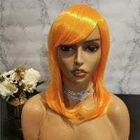 Bright orange long wavy costume wig by Shiny Way Wigs Sydney NSW