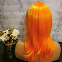 Bright orange long wavy costume wig by Shiny Way Wigs Sydney NSW