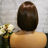 Natural light brown side fringe bob wig by Shiny Way Wigs Perth WA
