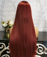Natural cherry red long straight fashion wig by Shiny Way Wigs Perth 
