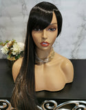 Dark brown with highlights long straight wig by Shiny Way Wigs Perth 