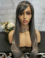 Natural grey long straight fashion wig by Shiny Way Wigs Sydney NSW