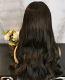 Natural off black long curly fashion wig by Shiny Way Wigs Melbourne