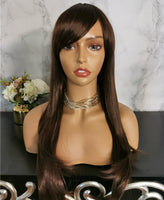 Natural dark brown long straight fashion wig by Shiny Way Wigs Perth 