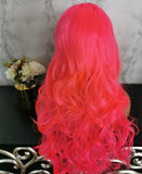 Hot pink long curly costume wig by Shiny Way Wigs Melbourne VIC