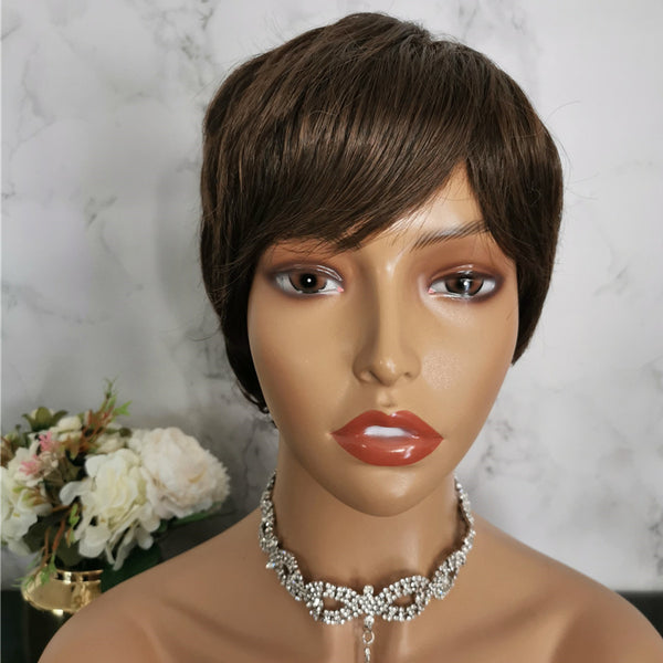 Natural brown short fashion wig by Shiny Way Wigs Melbourne VIC