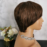 Natural brown short fashion wig by Shiny Way Wigs Melbourne VIC