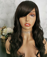 Natural off black long curly costume wig by Shiny Way Wigs Sydney NSW