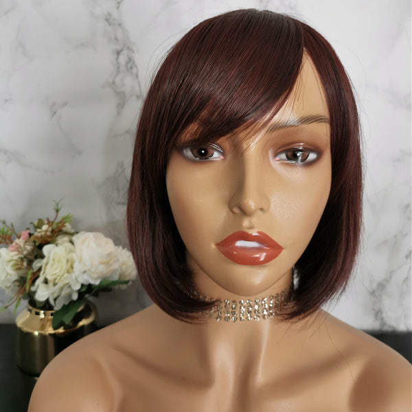 Natural wine red side fringe bob wig by Shiny Way Wigs Gold Coast QLD