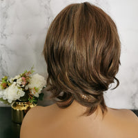 Brown with blonde highlights short wig by Shiny Way Wigs Melbourne VIC
