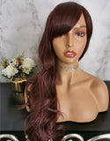Natural wine red long curly costume wig by Shiny Way Wigs Sydney NSW