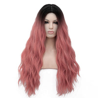 Dark roots dark pink costume curly wig by Shiny Way Wigs Adelaide SA