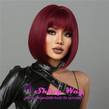 Best selling cherry red short bob wig by Shiny Way Wigs Melbourne VIC