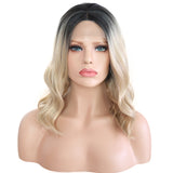 Dark Roots Natural Blonde Curly Lace Front Wig - Shiny Way Wigs Perth