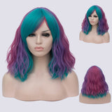 Multi color medium curly side fringe wig by Shiny Way Wigs Adelaide SA