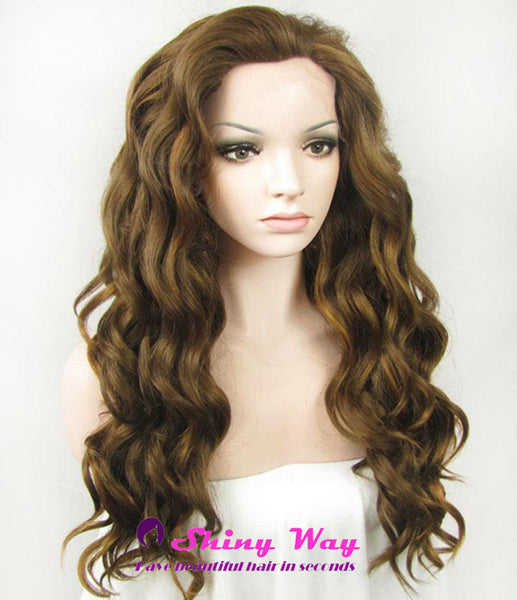 Natural Brown Long Curly Lace Front Wig - Shiny Way Wigs Perth